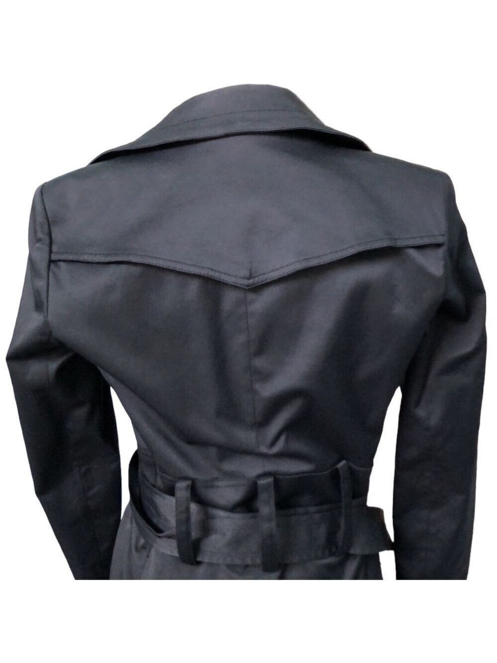 DKNY Double Breasted Belted Trench Coat Black Size XS - Picture 16 of 16
